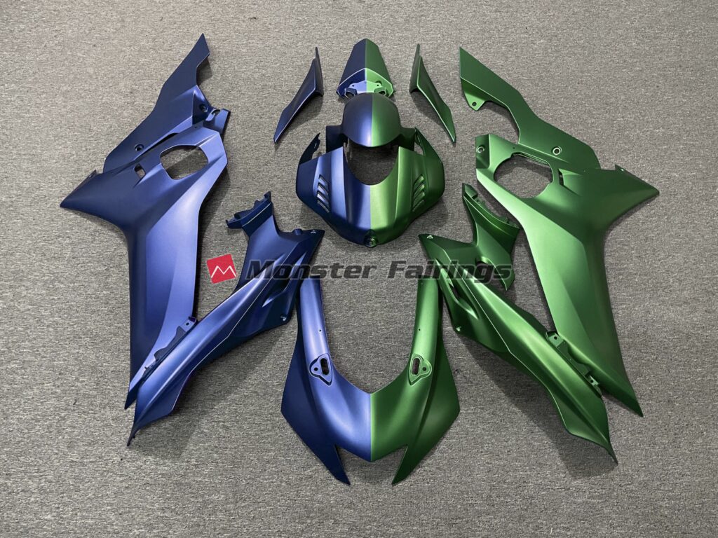 Yamaha R6 2017 - 2022 Blue Green Split ABS fairings - custom motorcycle bodywork kit by Monster Fairings