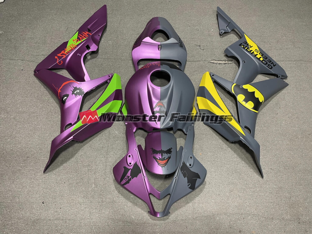 Honda CBR600RR 2007 - 2008 Matte Batman Vs Joker ABS fairings - custom motorcycle bodywork kit by Monster Fairings