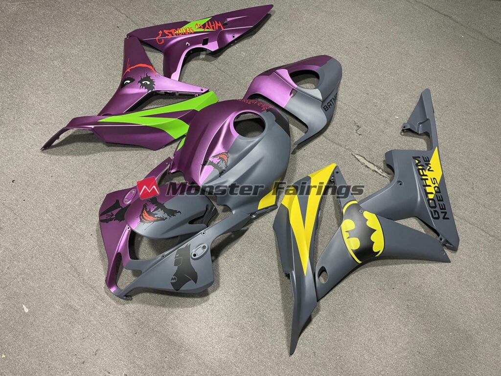 Honda CBR600RR custom ABS fairings 2007 - 2008 in Matte Batman Vs Joker - durable replacement kit, Monster Fairings