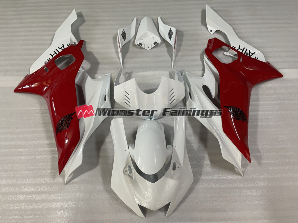 Yamaha R6 2017 - 2022 Gloss White Red J AIR ABS fairings - custom motorcycle bodywork kit by Monster Fairings