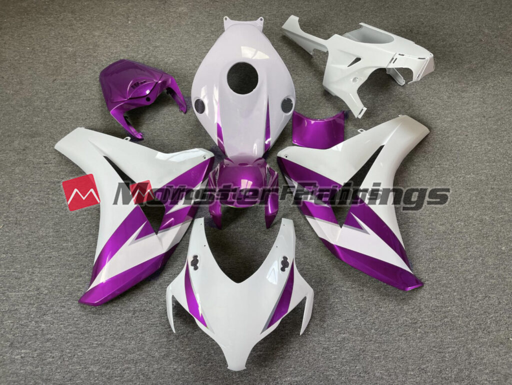 Honda CBR1000RR 2008 - 2011 Gloss White Purple Trim ABS fairings - custom motorcycle bodywork kit by Monster Fairings
