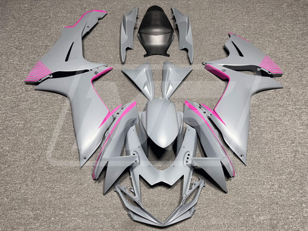 Suzuki GSXR 600 - 750 2011 - 2025 Matte Nardo Gray Pink ABS fairings - custom motorcycle bodywork kit by Monster Fairings