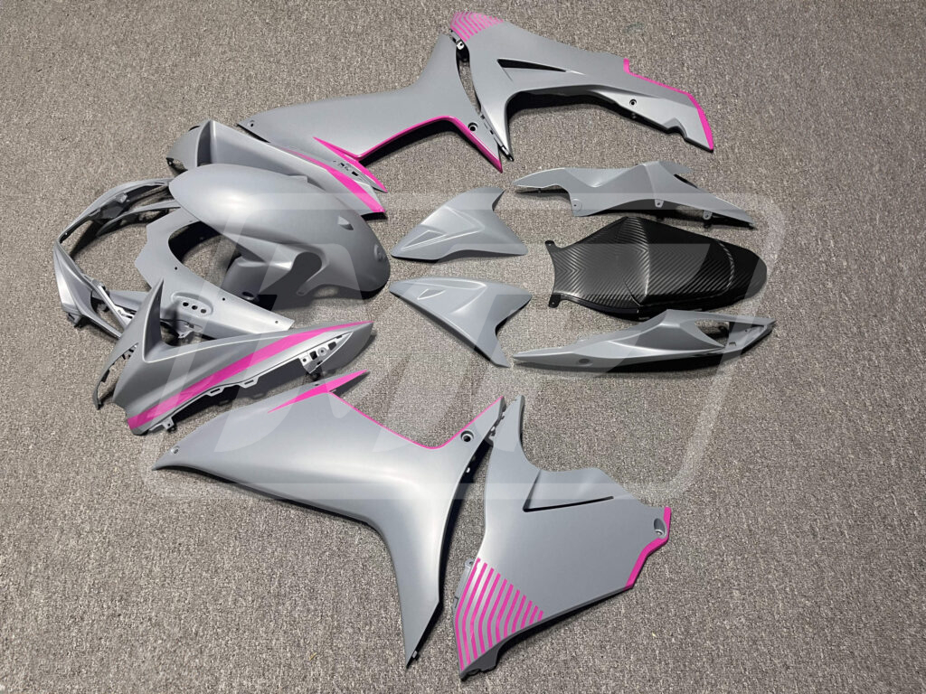 Suzuki GSXR 600 - 750 custom ABS fairings 2011 - 2025 in Matte Nardo Gray Pink - durable replacement kit, Monster Fairings