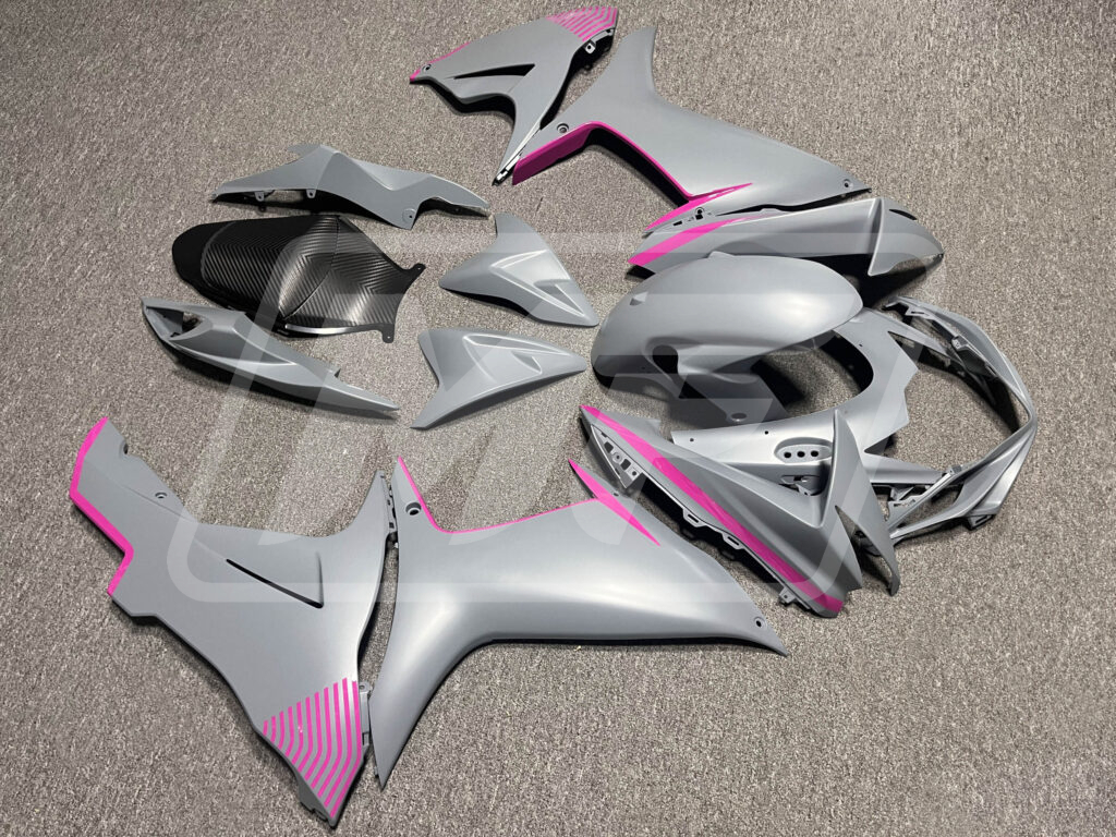 2011 - 2025 Suzuki GSXR 600 - 750 Matte Nardo Gray Pink fairing set - ABS injection, custom painted by Monster Fairings