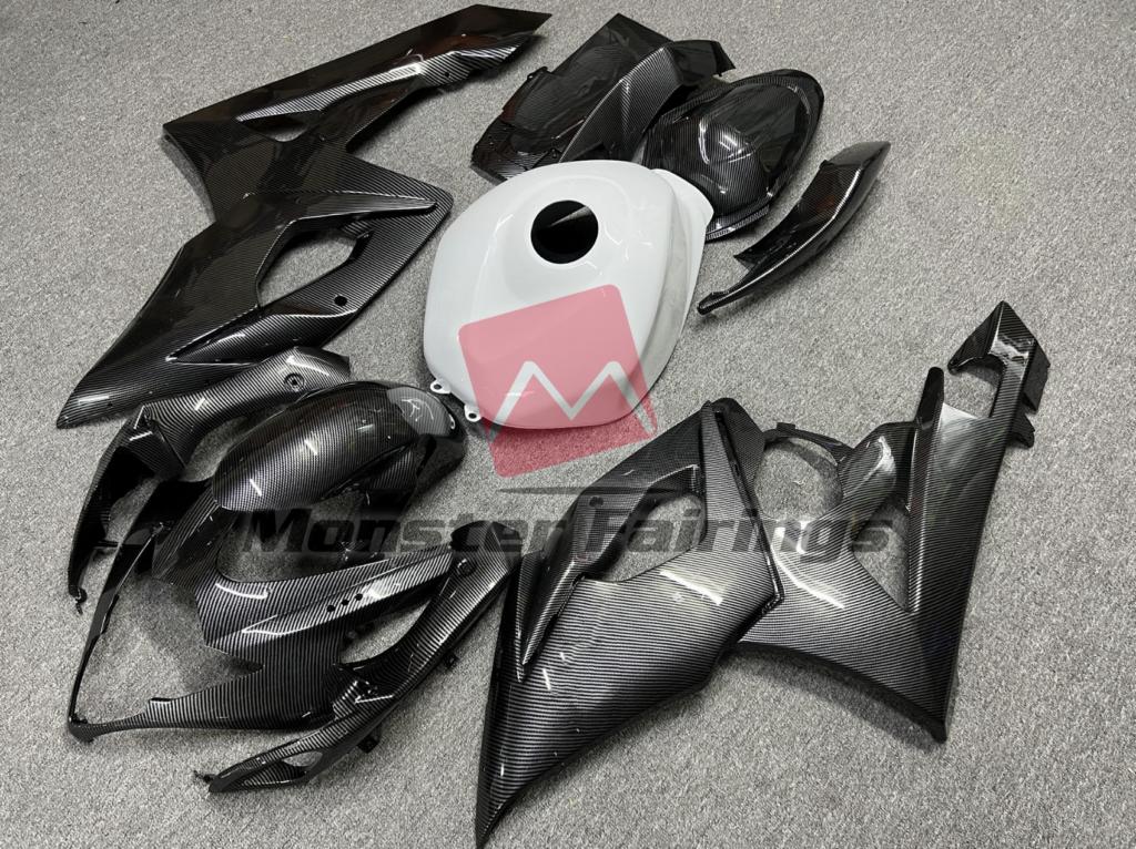 Suzuki GSXR 1000 custom ABS fairings 2005 - 2006 in Gloss Carbon Fiber White - durable replacement kit, Monster Fairings