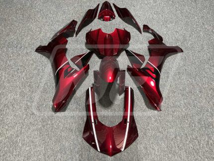 Yamaha R1 2015-2019 Gloss Deep Red with Black & White ABS Fairings | Monster Fairings