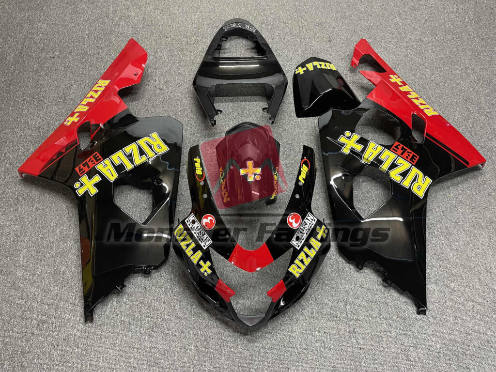 Suzuki GSXR 600 - 750 2004 - 2005 Gloss Black Blue ABS fairings - custom motorcycle bodywork kit by Monster Fairings