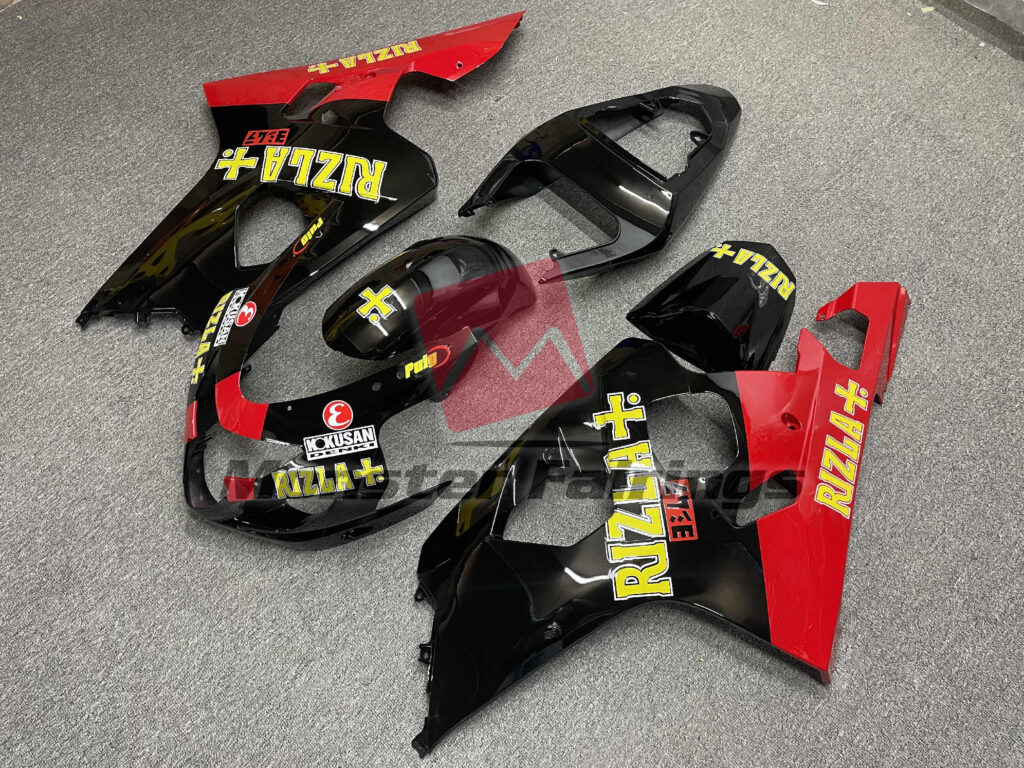Suzuki GSXR 600 - 750 custom ABS fairings 2004 - 2005 in Gloss Black Blue - durable replacement kit, Monster Fairings