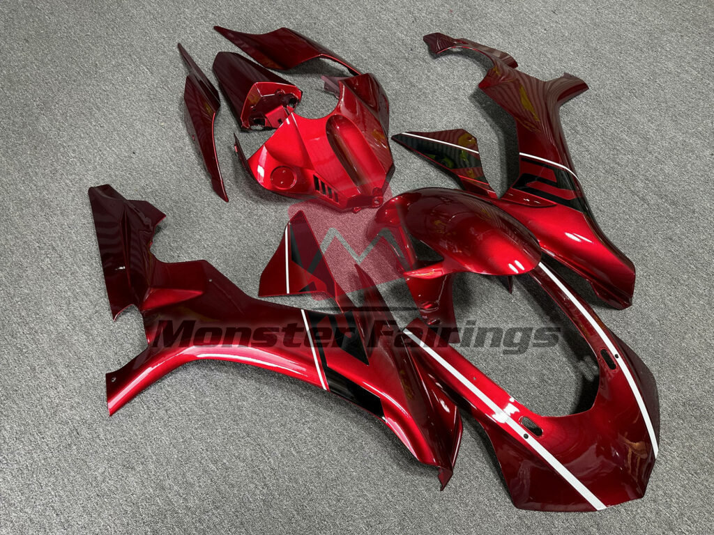 Gloss Deep Red Black & White ABS fairings for Yamaha R1 2015 - 2019 - premium OEM fit kit by Monster Fairings
