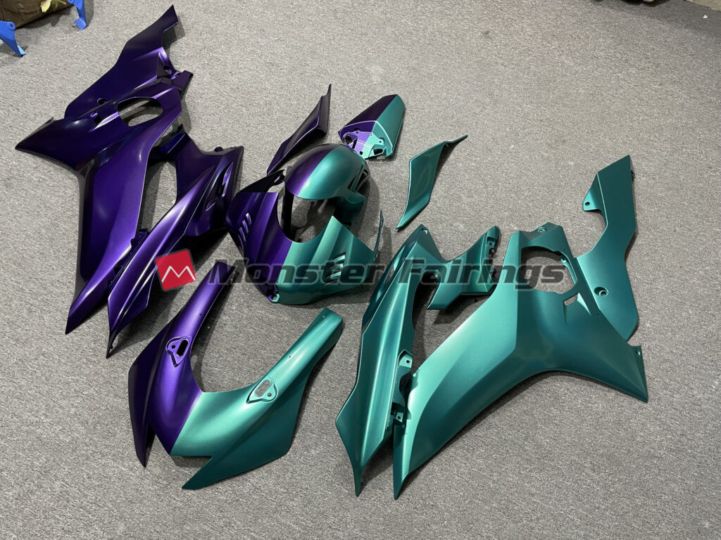 Yamaha R6 custom ABS fairings 2017 - 2022 in Purple Green Split - durable replacement kit, Monster Fairings