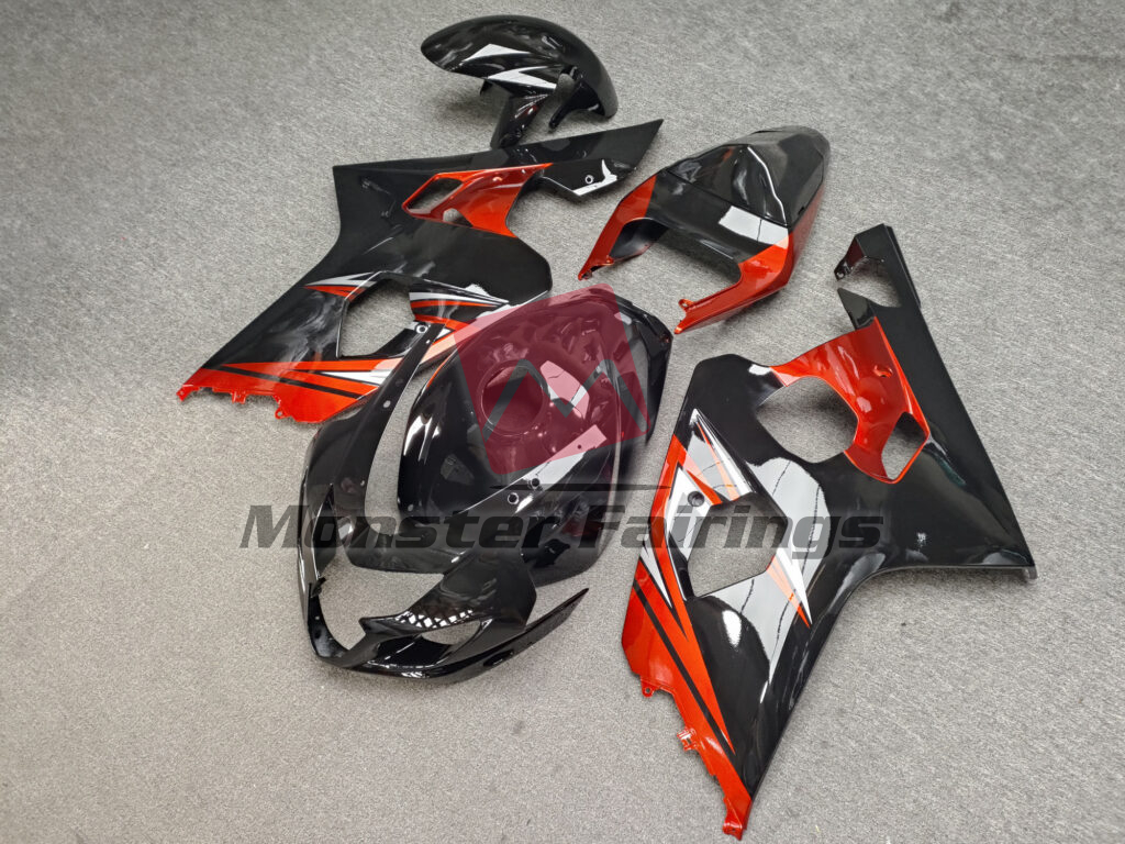 Gloss Black & Orange Silver ABS fairings for Suzuki GSXR 600 - 750 2004 - 2005 - premium OEM fit kit by Monster Fairings