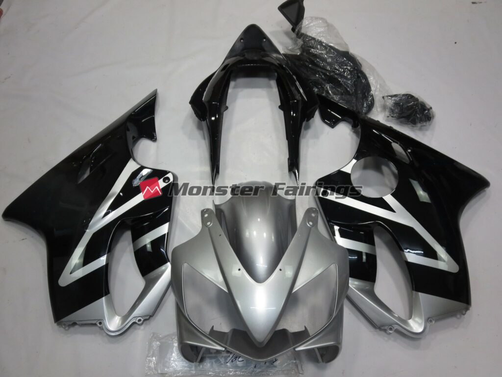 Honda CBR600 F4i 2004 - 2007 Silver Black ABS fairings - custom motorcycle bodywork kit by Monster Fairings