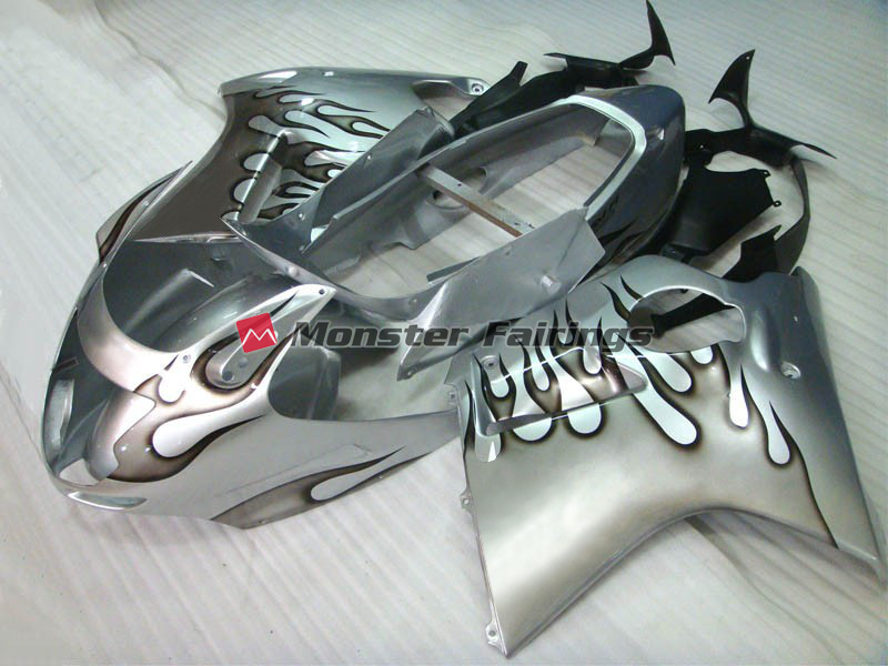 Honda CBR1100XX 1999 - 2007 Silver Flame ABS fairings - custom motorcycle bodywork kit by Monster Fairings