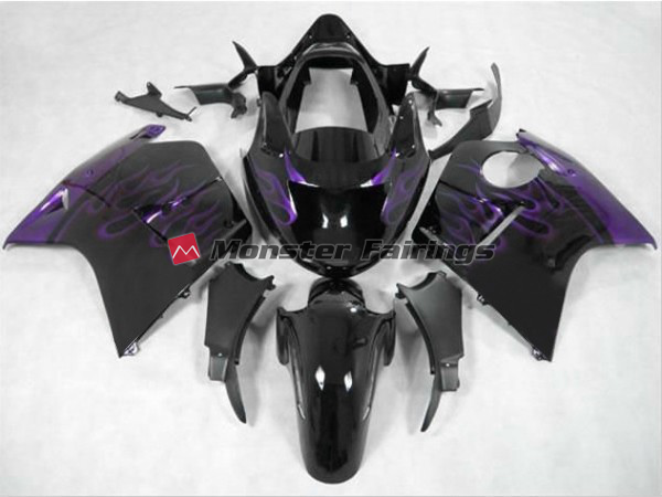 Honda CBR1100XX 1999 - 2007 Dark Purple Flame ABS fairings - custom motorcycle bodywork kit by Monster Fairings