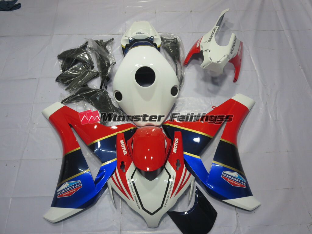 Honda CBR1000RR 2008 - 2011 White Blue and Red ABS fairings - custom motorcycle bodywork kit by Monster Fairings