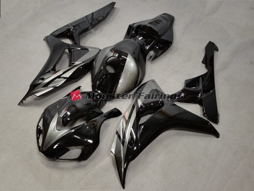 Honda CBR1000RR custom ABS fairings 2006 - 2007 in Gloss Black With Gray - durable replacement kit, Monster Fairings