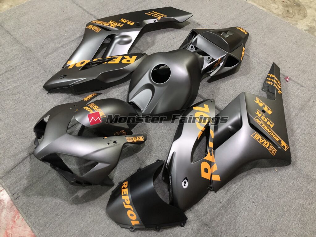 Matte Grey Orange Repsol ABS fairings for Honda CBR1000RR 2004 - 2005 - premium OEM fit kit by Monster Fairings