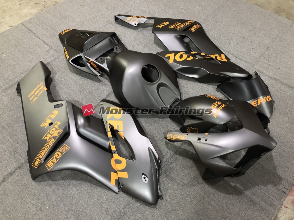 Honda CBR1000RR custom ABS fairings 2004 - 2005 in Matte Grey Orange Repsol - durable replacement kit, Monster Fairings