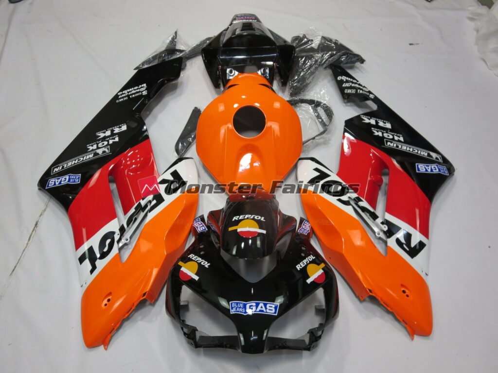 Honda CBR1000RR 2004 - 2005 Vibrant Repsol (w) Logos ABS fairings - custom motorcycle bodywork kit by Monster Fairings