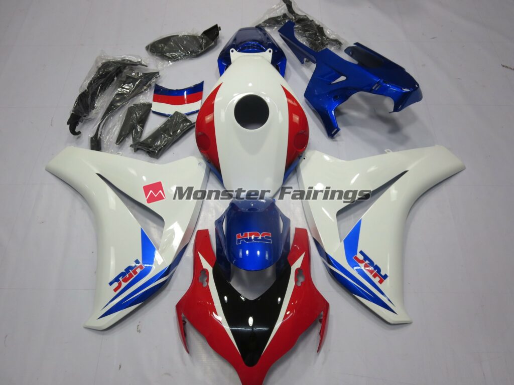 Honda CBR1000RR 2008 - 2011 White Red and Blue ABS fairings - custom motorcycle bodywork kit by Monster Fairings