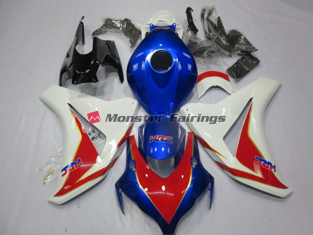 Honda CBR1000RR 2008 - 2011 White Red and Deep Blue ABS fairings - custom motorcycle bodywork kit by Monster Fairings