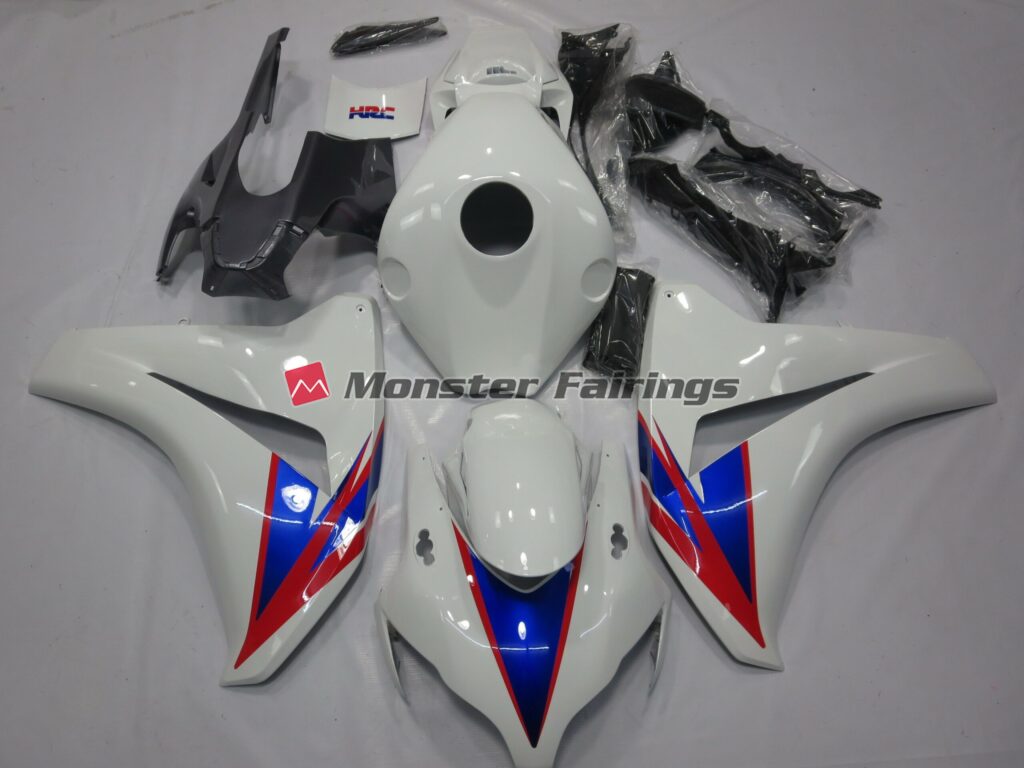 Honda CBR1000RR 2008 - 2011 White Blue Red (w) Logo ABS fairings - custom motorcycle bodywork kit by Monster Fairings