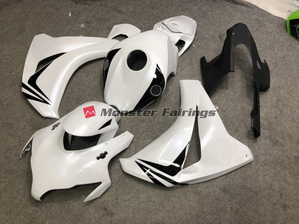 Honda CBR1000RR custom ABS fairings 2008 - 2011 in Matte White with Black - durable replacement kit, Monster Fairings