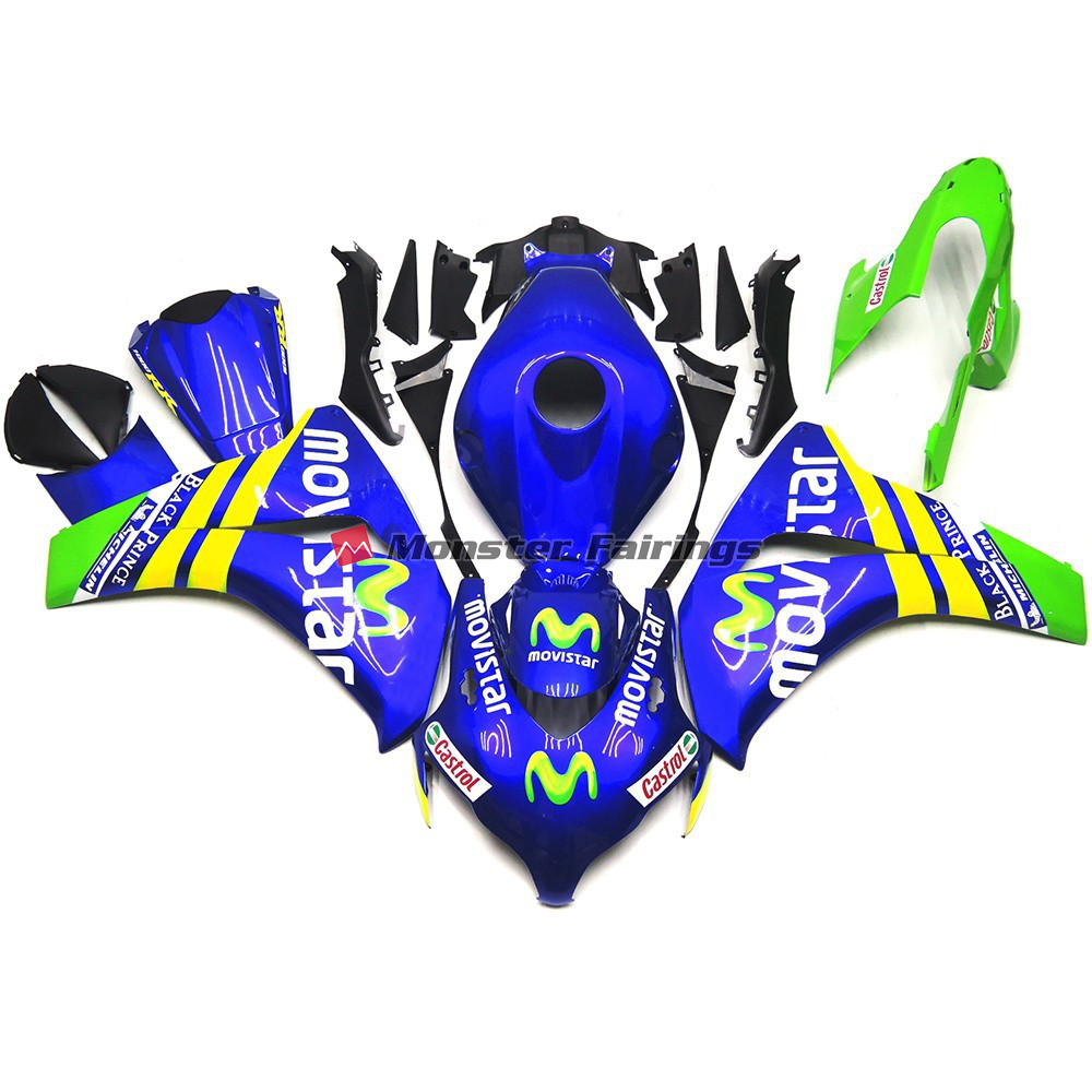 Honda CBR1000RR 2008 - 2011 Vibrant MoviStar ABS fairings - custom motorcycle bodywork kit by Monster Fairings