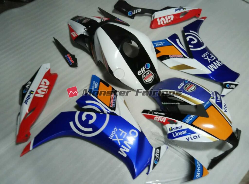 Honda CBR1000RR custom ABS fairings 2012 - 2016 in Elf Blue and Orange - durable replacement kit, Monster Fairings