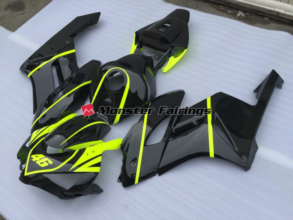 Honda CBR1000RR custom ABS fairings 2004 - 2005 in All Black and High Viz - durable replacement kit, Monster Fairings