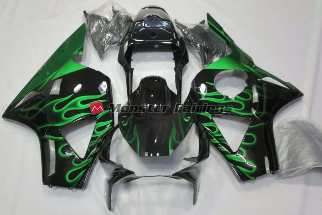 Honda CBR954RR 2002 - 2003 Green Flame ABS fairings - custom motorcycle bodywork kit by Monster Fairings
