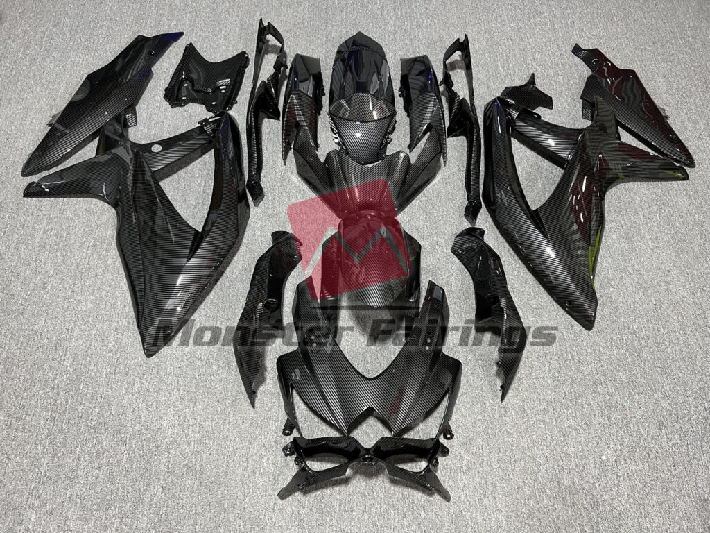 Suzuki GSXR 600 - 750 2008 - 2010 Gloss Carbon Fiber Style ABS fairings - custom motorcycle bodywork kit by Monster Fairings