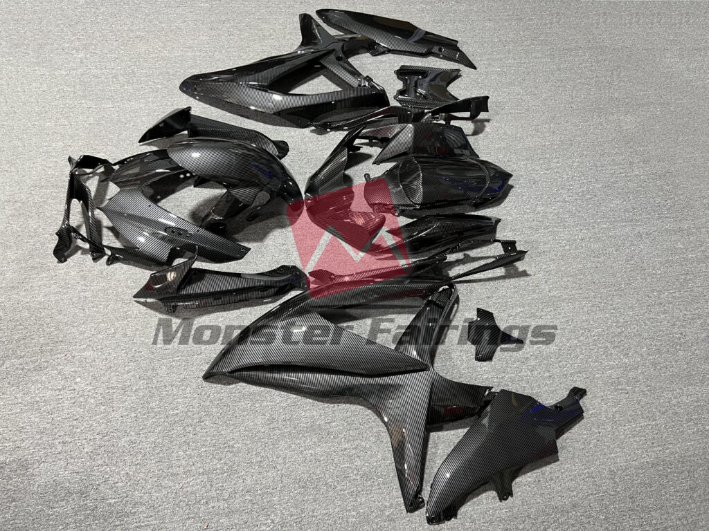 2008 - 2010 Suzuki GSXR 600 - 750 Gloss Carbon Fiber Style fairing set - ABS injection, custom painted by Monster Fairings