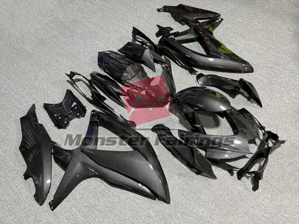 Suzuki GSXR 600 - 750 custom ABS fairings 2008 - 2010 in Gloss Carbon Fiber Style - durable replacement kit, Monster Fairings