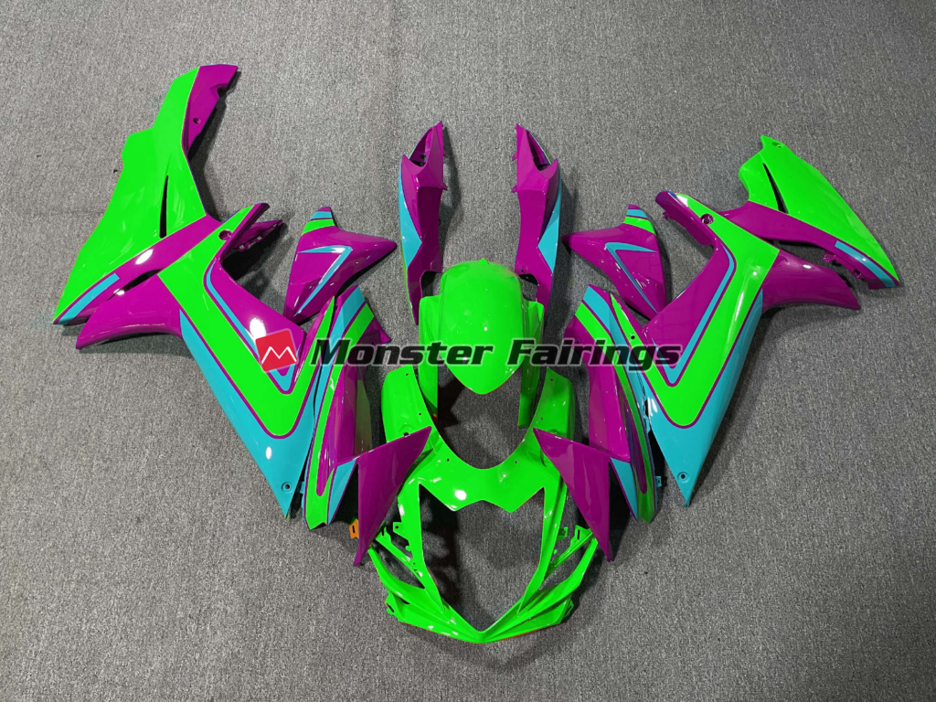Suzuki GSXR 600 - 750 2011 - 2025 Green Light Blue Magenta ABS fairings - custom motorcycle bodywork kit by Monster Fairings