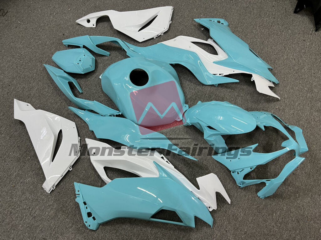 2019 - 2023 Kawasaki ZX6R Aqua fairing set - ABS injection, custom painted by Monster Fairings