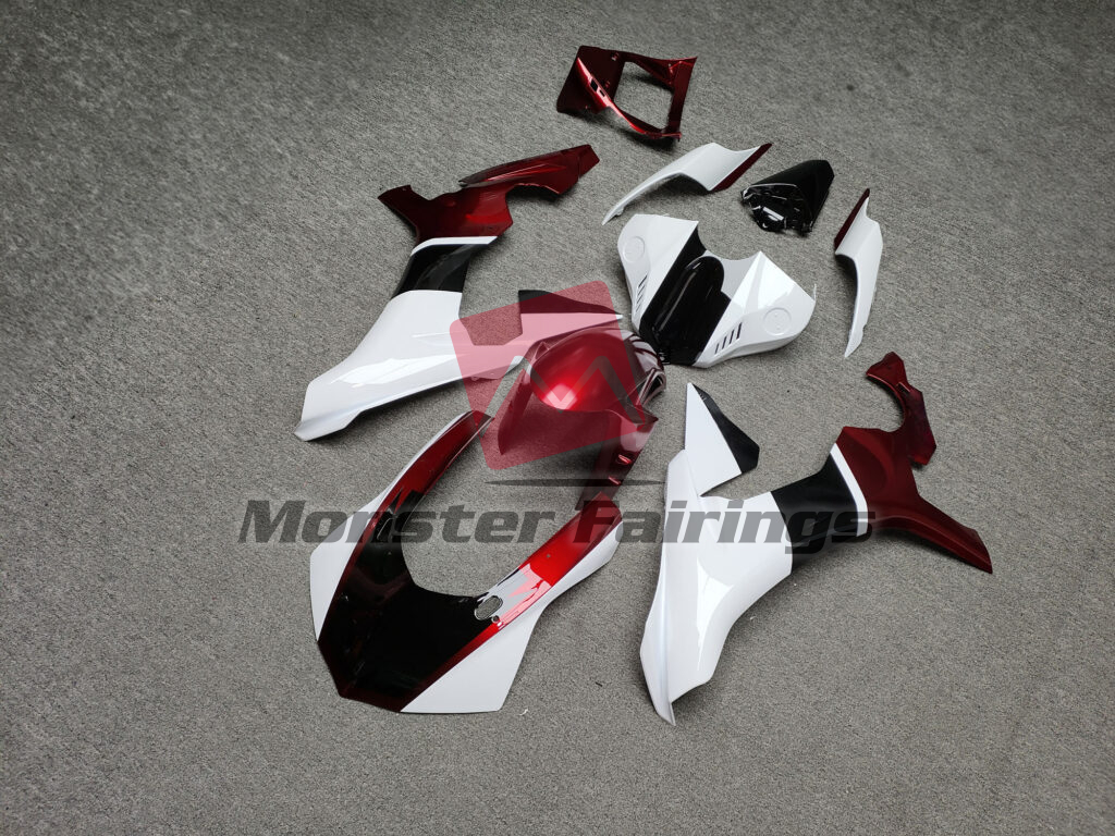 Yamaha R1 custom ABS fairings 2015 - 2019 in Gloss White & Black Candy Red - durable replacement kit, Monster Fairings