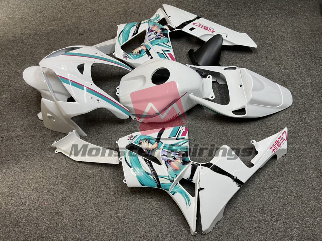 2005 - 2006 Honda CBR600RR Gloss White Anime fairing set - ABS injection, custom painted by Monster Fairings