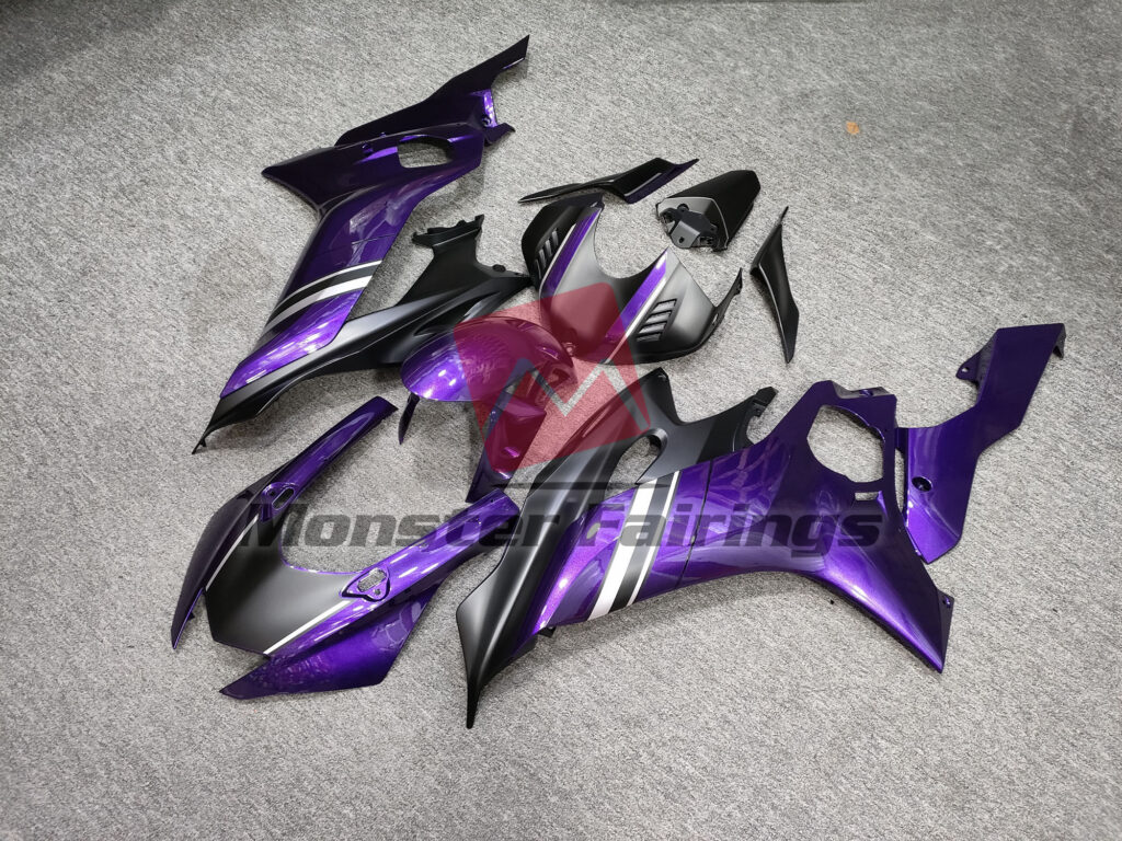Matte Black & Gloss Purple ABS fairings for Yamaha R6 2017 - 2022 - premium OEM fit kit by Monster Fairings
