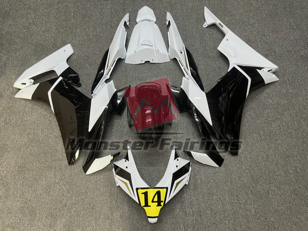 Honda CBR500R 2013 - 2015 Gloss Black & White ABS fairings - custom motorcycle bodywork kit by Monster Fairings