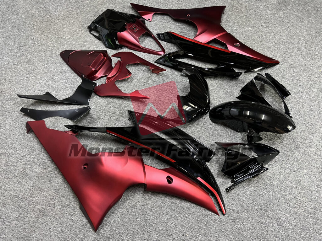 Yamaha R6 custom ABS fairings 2008 - 2016 in Matte Red & Gloss Black - durable replacement kit, Monster Fairings