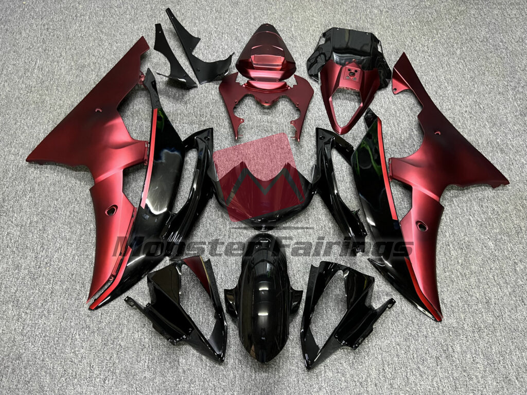 Yamaha R6 2008 - 2016 Matte Red & Gloss Black ABS fairings - custom motorcycle bodywork kit by Monster Fairings
