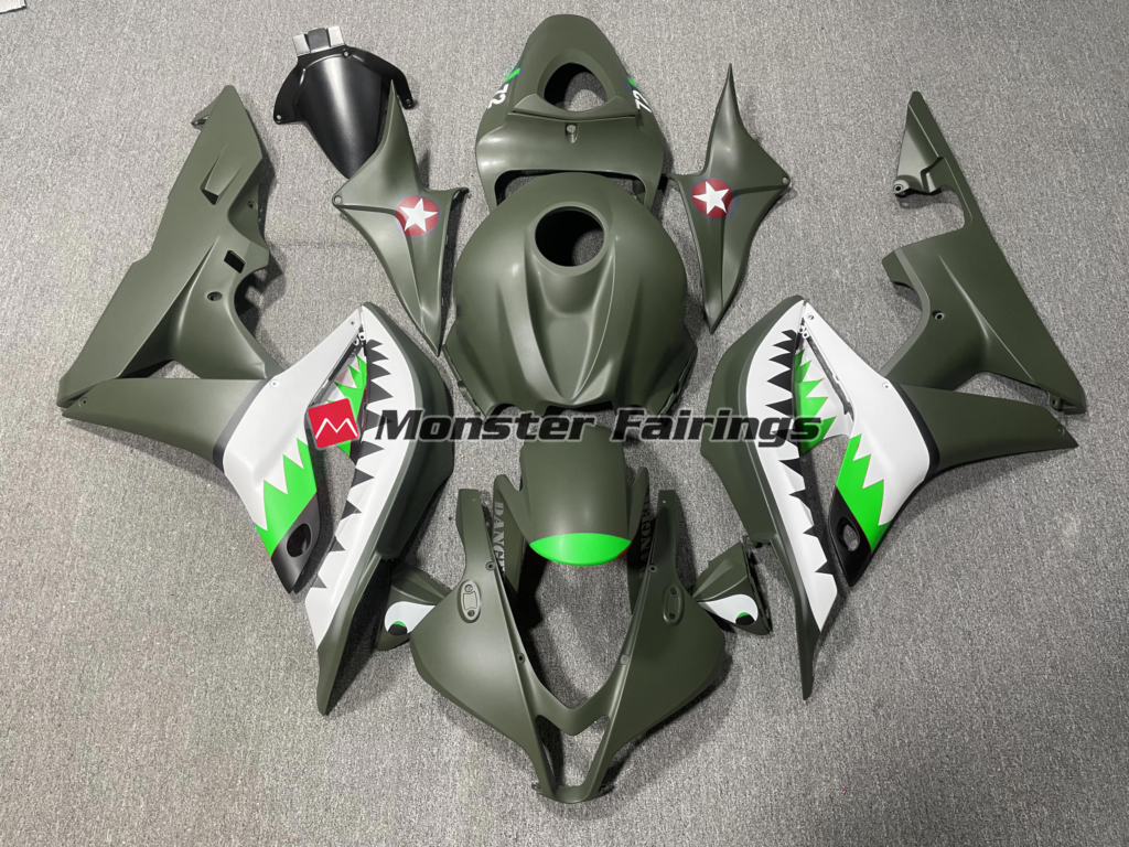 Honda CBR600RR 2007 - 2008 Green LightGreen Shark ABS fairings - custom motorcycle bodywork kit by Monster Fairings