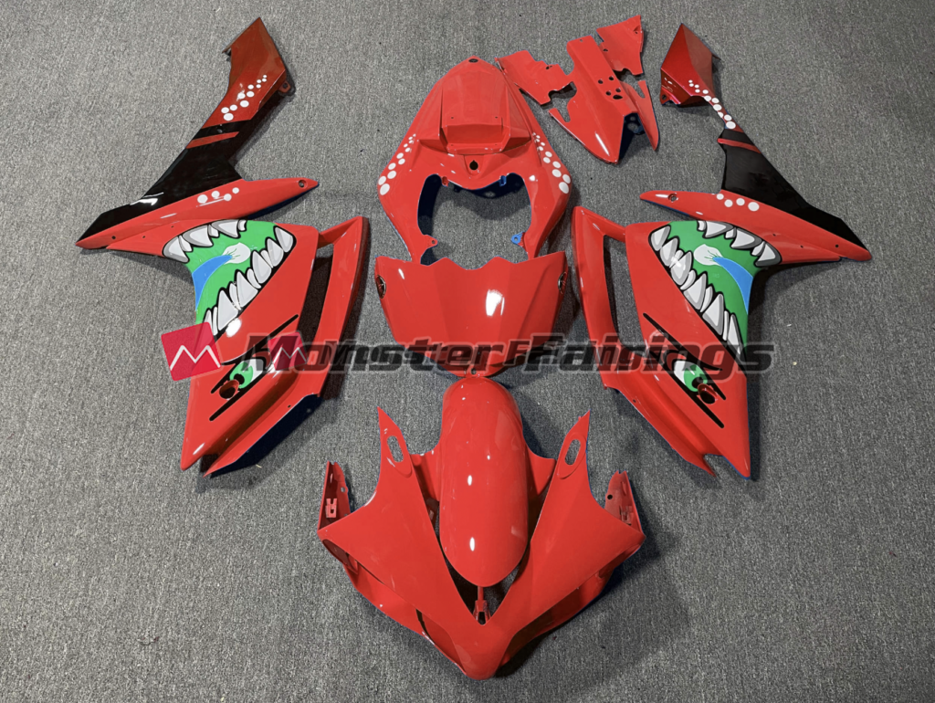 Yamaha R1 2007 - 2008 Shark Red Variant ABS fairings - custom motorcycle bodywork kit by Monster Fairings