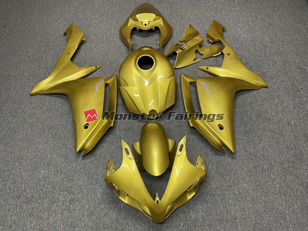 Yamaha R1 2007 - 2008 Gloss Gold ABS fairings - custom motorcycle bodywork kit by Monster Fairings