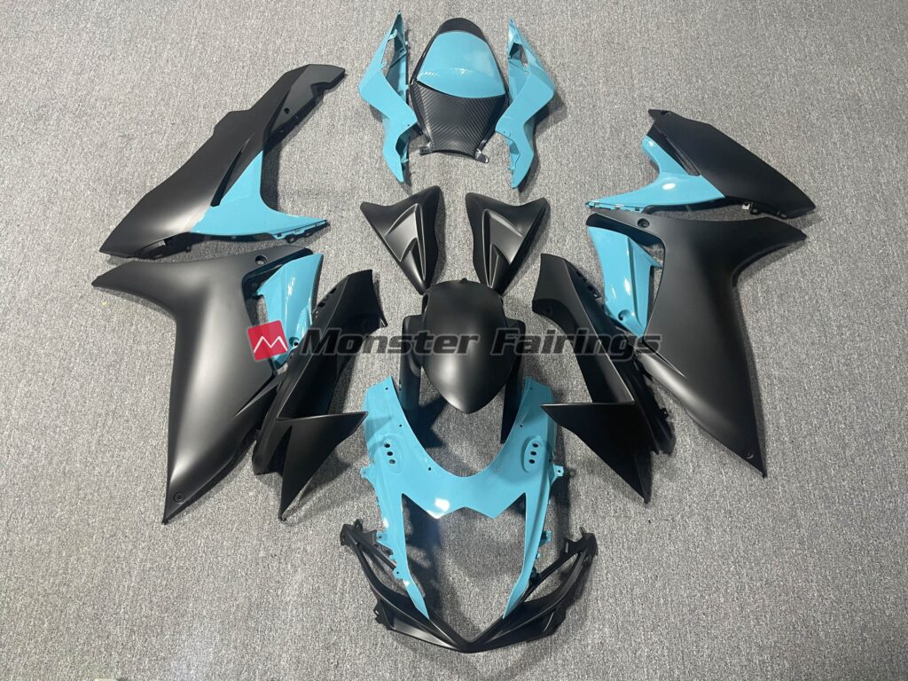 Suzuki GSXR 600 - 750 2011 - 2025 Baby Blue Matte Black ABS fairings - custom motorcycle bodywork kit by Monster Fairings