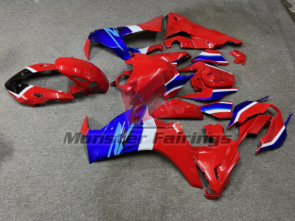 2017 - 2025 Honda CBR1000RR Gloss Blue & Red OEM Style fairing set - ABS injection, custom painted by Monster Fairings