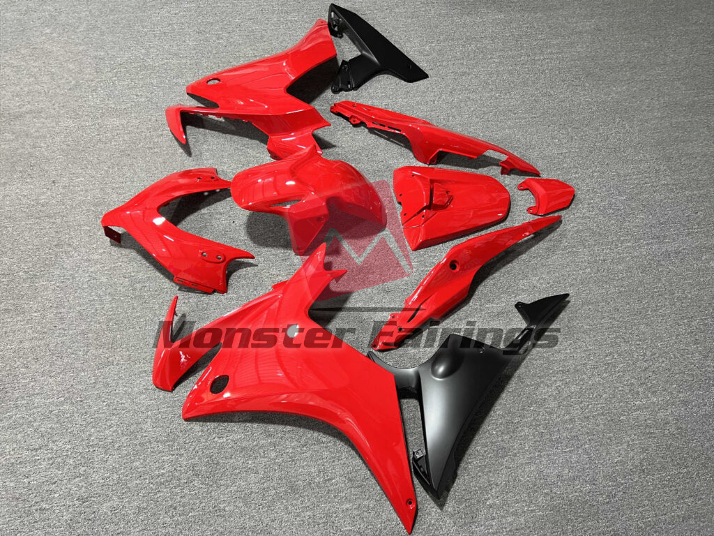 2013 - 2015 Honda CBR500R Gloss Red & Matte Black fairing set - ABS injection, custom painted by Monster Fairings