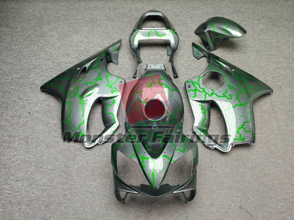 Honda CBR600 F4i 2001 - 2003 Gloss Gunmetal Gray Green Lightning ABS fairings - custom motorcycle bodywork kit by Monster Fairings
