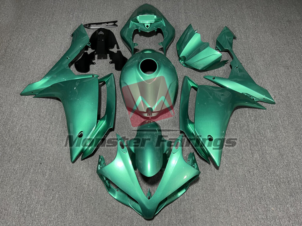 Yamaha R1 2007 - 2008 Gloss Emerald Green ABS fairings - custom motorcycle bodywork kit by Monster Fairings